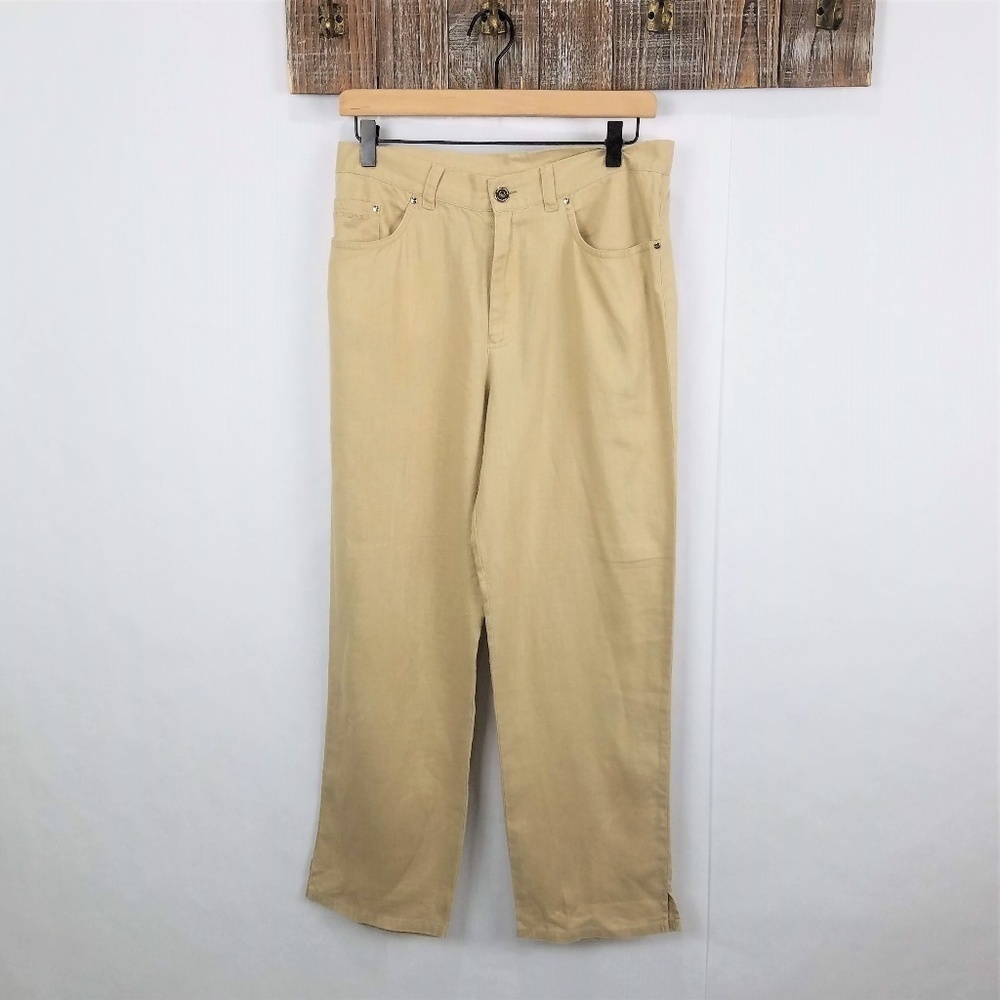 Lauren Ralph Lauren Womens Size 8 Khaki Tan 100% Linen Pants Coastal Lightweight
